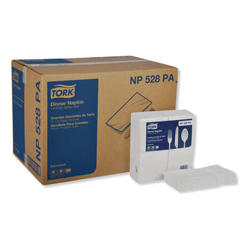 Tork® Advanced Dinner Napkins, 2-Ply, 15" X 17", 1/8 Fold, White, 100/pk, 28 Pk/ct