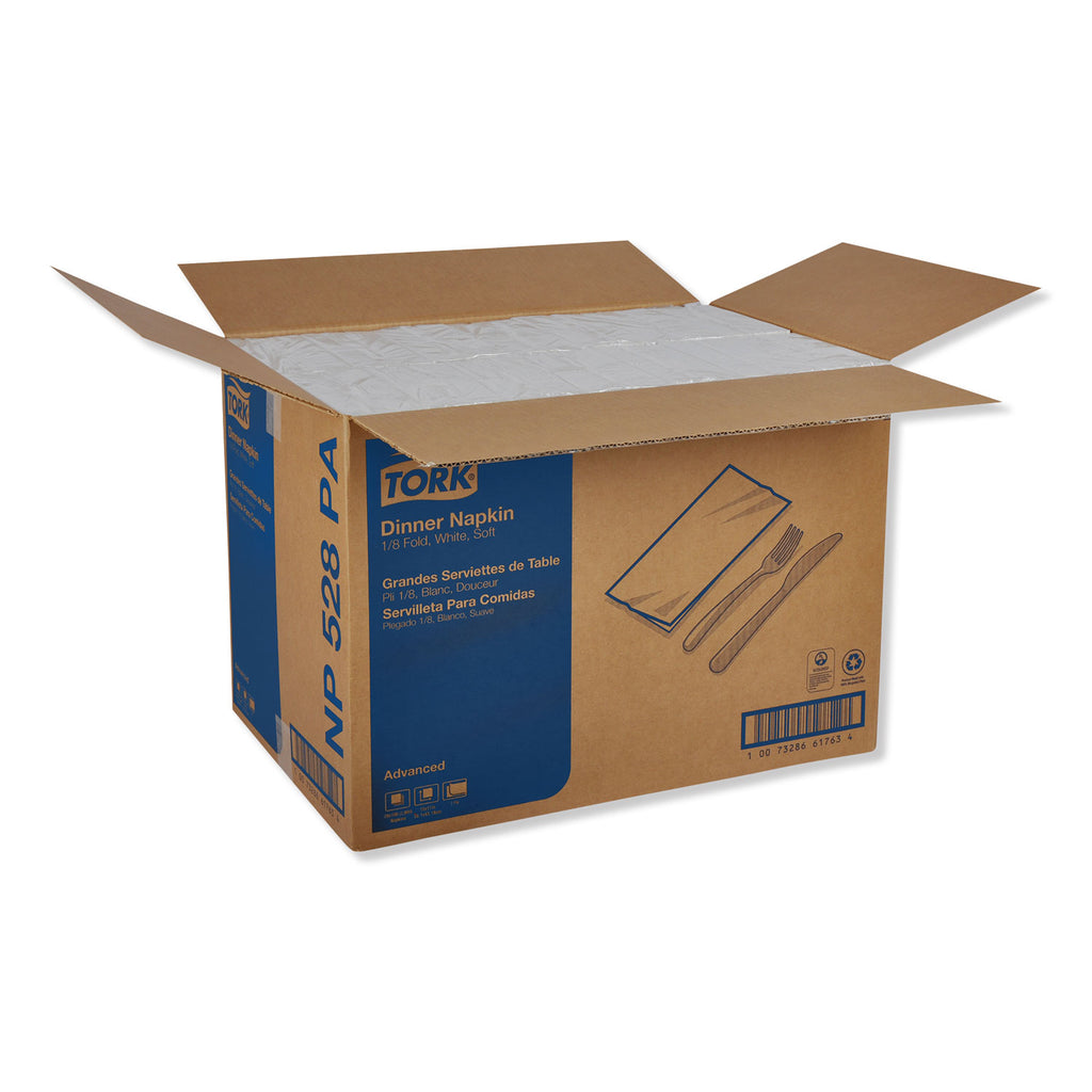 Tork® Advanced Dinner Napkins, 2-Ply, 15" X 17", 1/8 Fold, White, 100/pk, 28 Pk/ct
